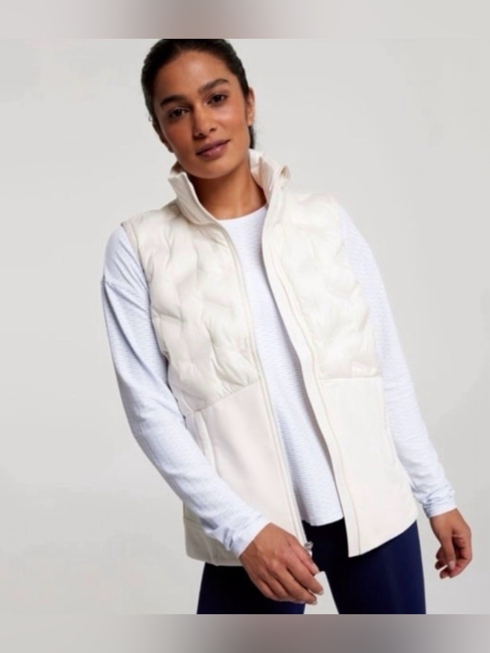 CALIA CREAM BEIGE COLD DASH RUN VEST JACKET SIZE SMALL